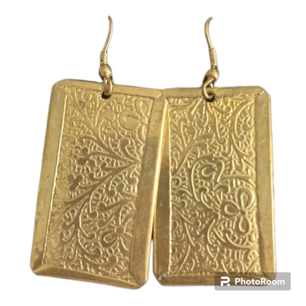 Gold tone floral cloissonne earrings